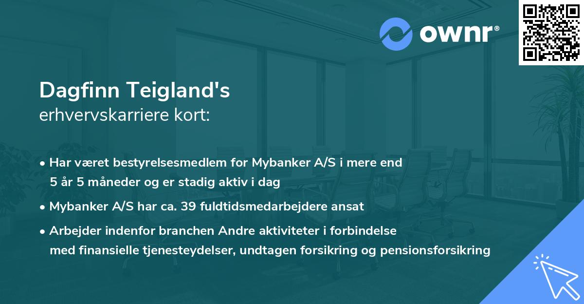 Dagfinn Teigland's erhvervskarriere kort