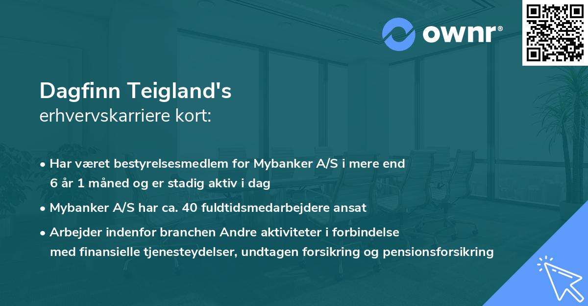 Dagfinn Teigland's erhvervskarriere kort
