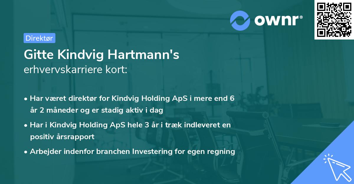 Gitte Kindvig Hartmann's erhvervskarriere kort