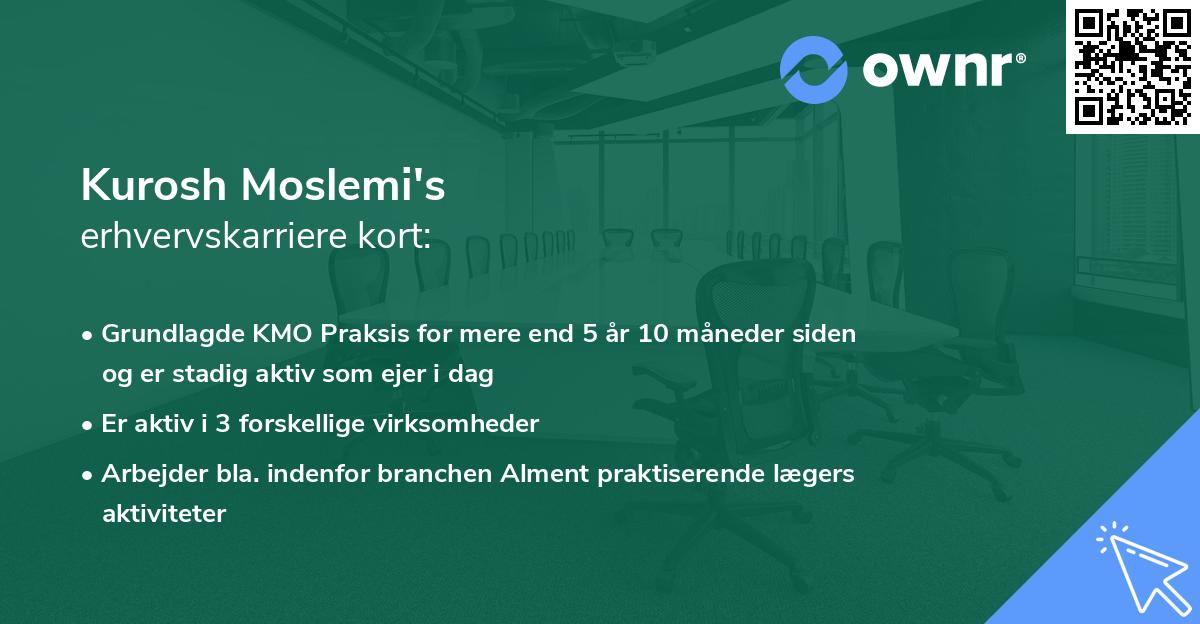 Kurosh Moslemi's erhvervskarriere kort