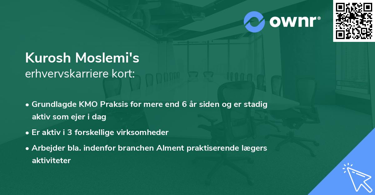 Kurosh Moslemi's erhvervskarriere kort
