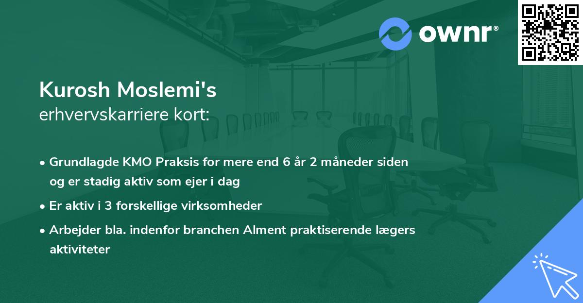Kurosh Moslemi's erhvervskarriere kort
