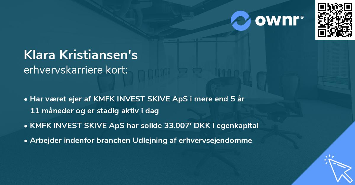 Klara Kristiansen's erhvervskarriere kort