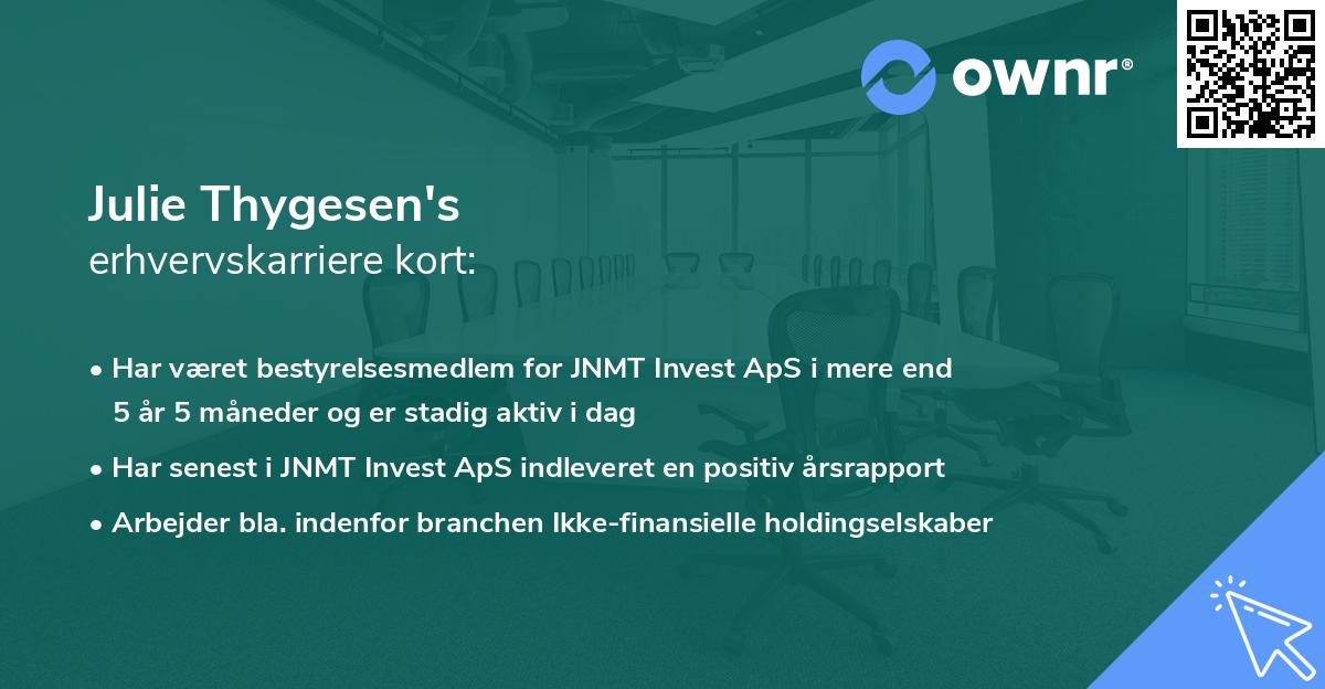 Julie Thygesen's erhvervskarriere kort