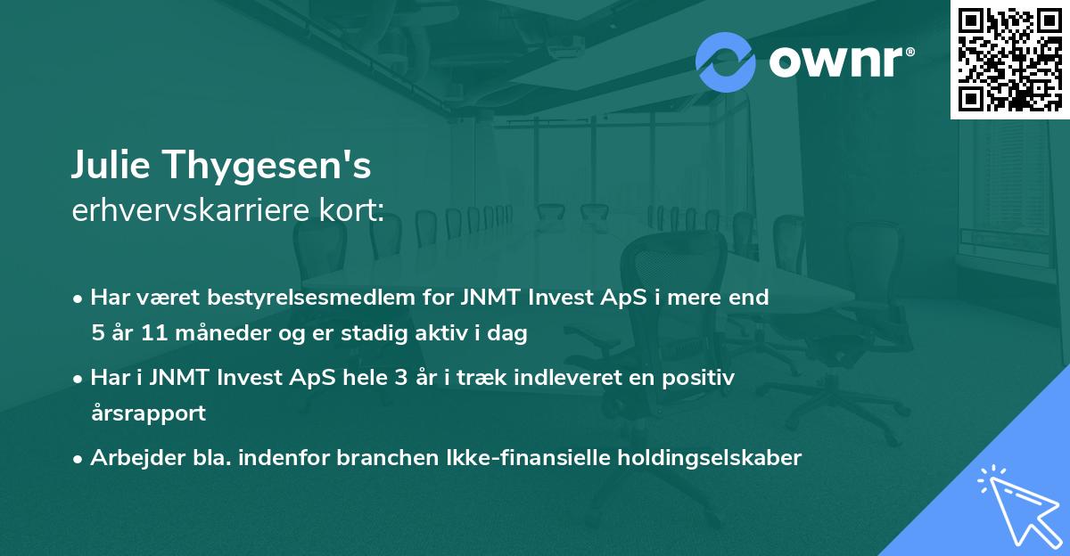 Julie Thygesen's erhvervskarriere kort