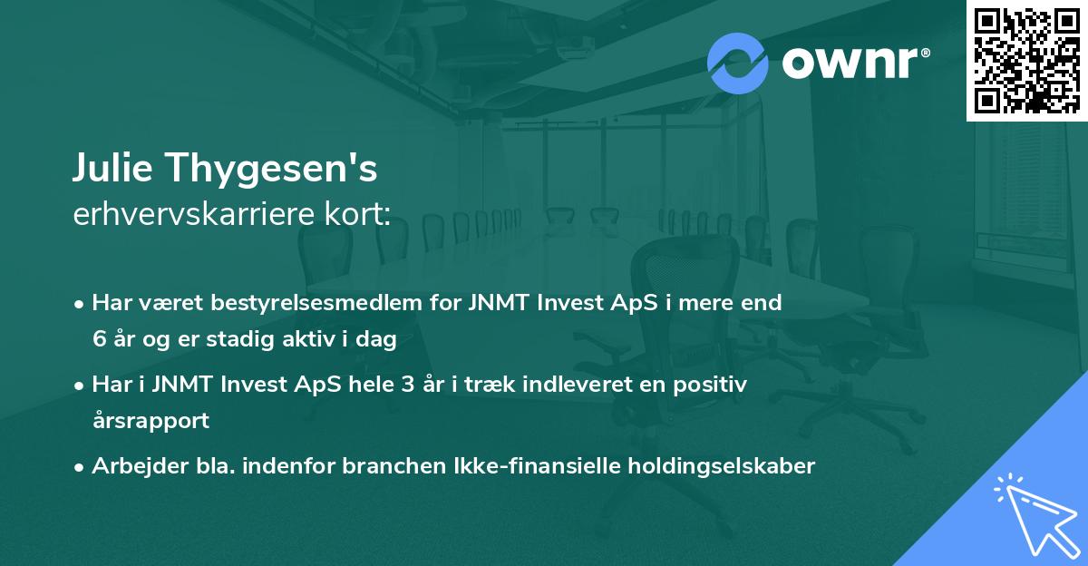 Julie Thygesen's erhvervskarriere kort