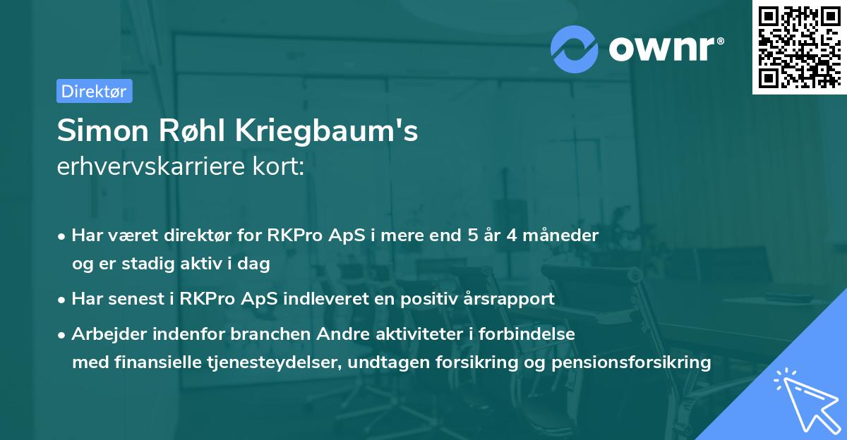 Simon Røhl Kriegbaum's erhvervskarriere kort