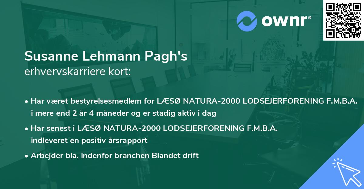 Susanne Lehmann Pagh's erhvervskarriere kort