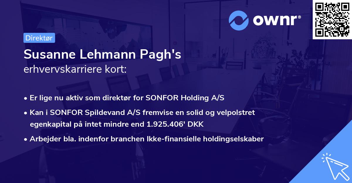 Susanne Lehmann Pagh's erhvervskarriere kort