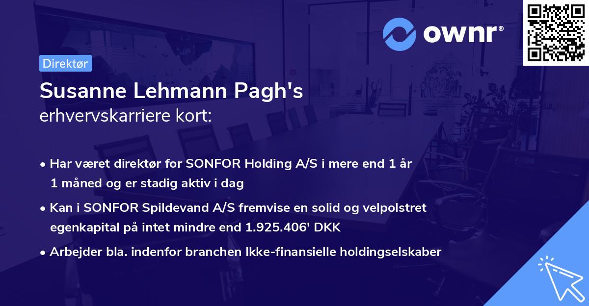 Susanne Lehmann Pagh's erhvervskarriere kort