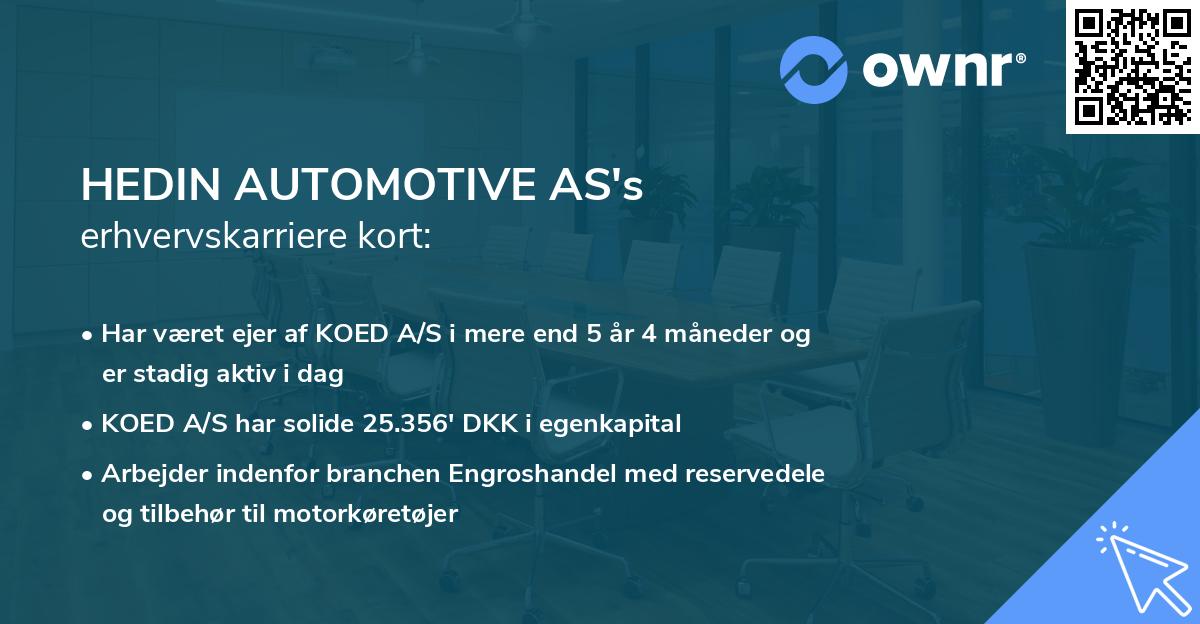 HEDIN AUTOMOTIVE AS's erhvervskarriere kort