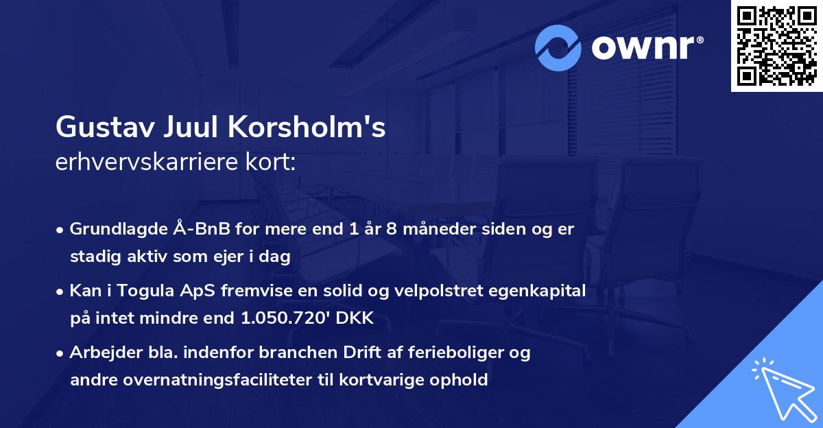 Gustav Juul Korsholm's erhvervskarriere kort