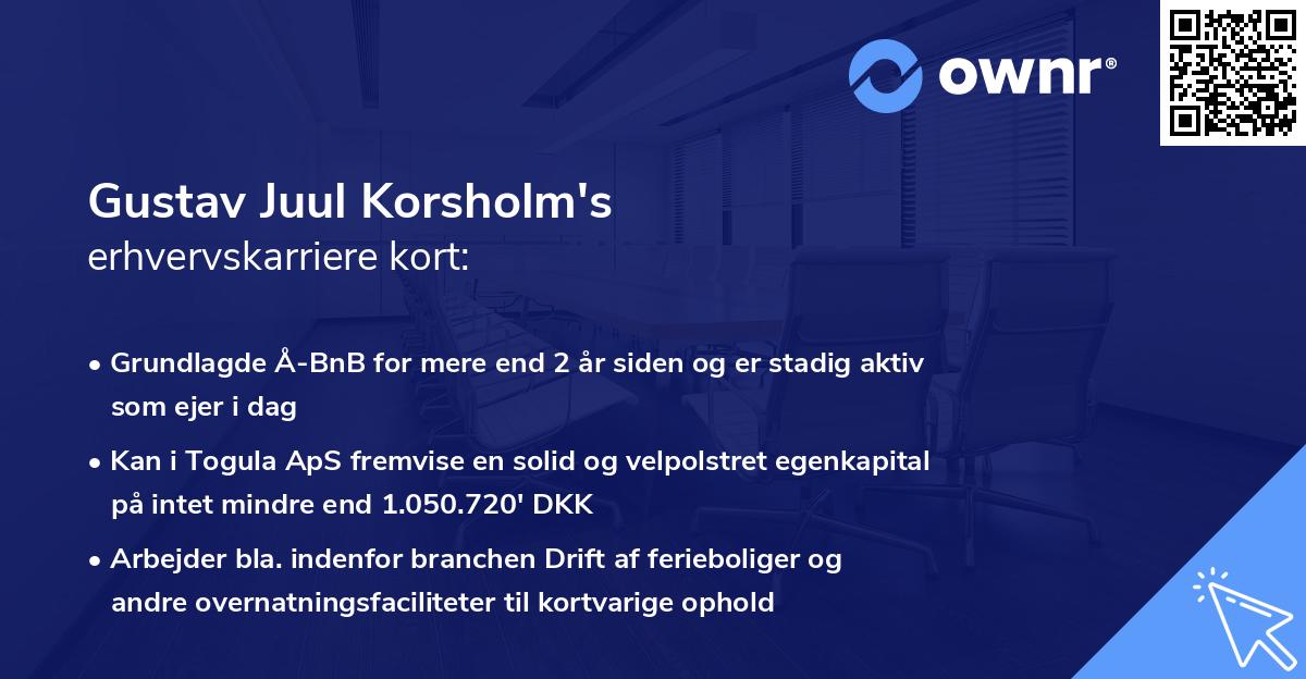Gustav Juul Korsholm's erhvervskarriere kort