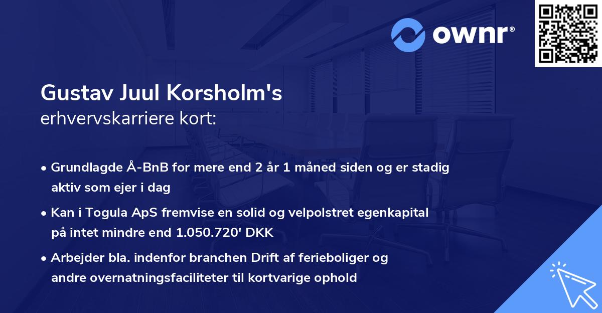Gustav Juul Korsholm's erhvervskarriere kort
