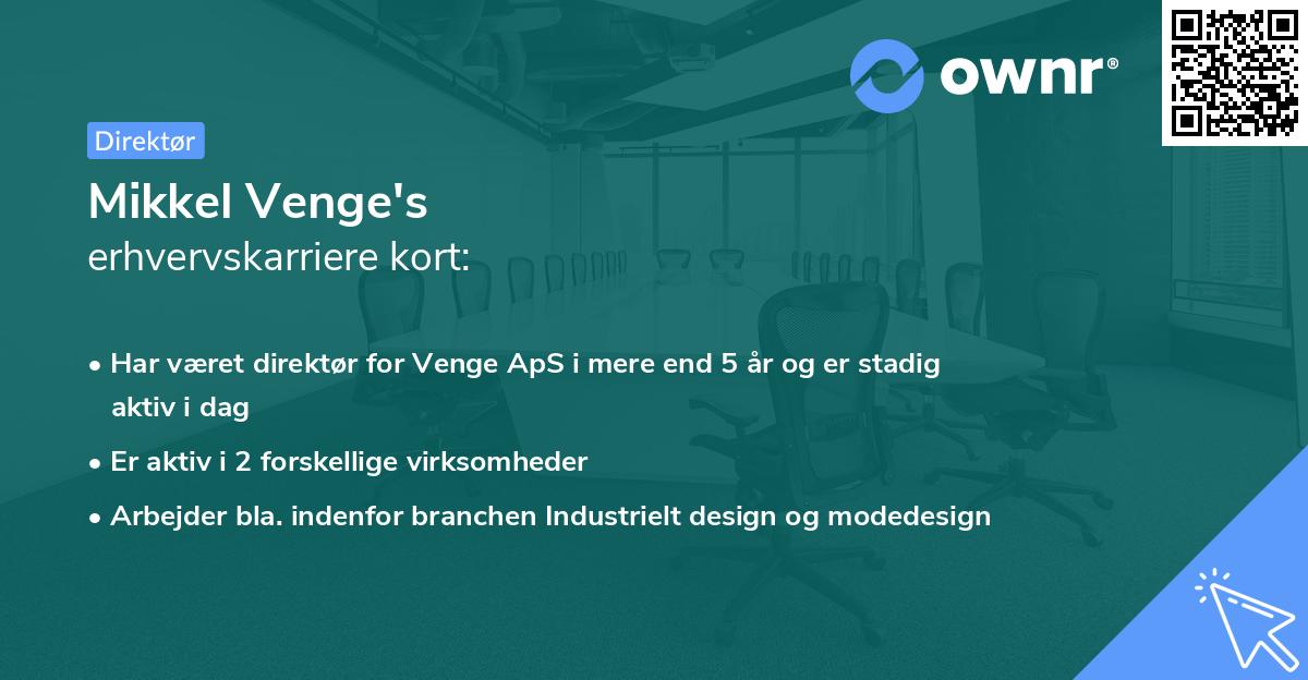 Mikkel Venge's erhvervskarriere kort