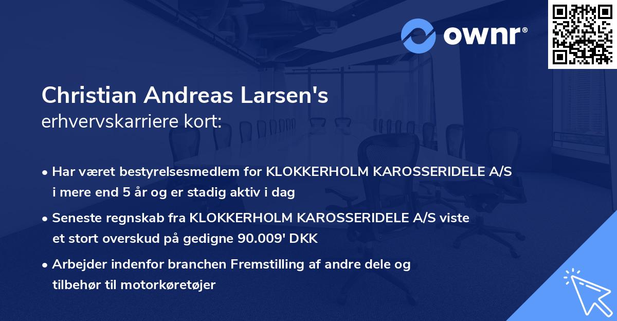 Christian Andreas Larsen's erhvervskarriere kort