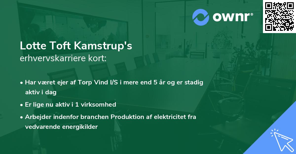 Lotte Toft Kamstrup's erhvervskarriere kort