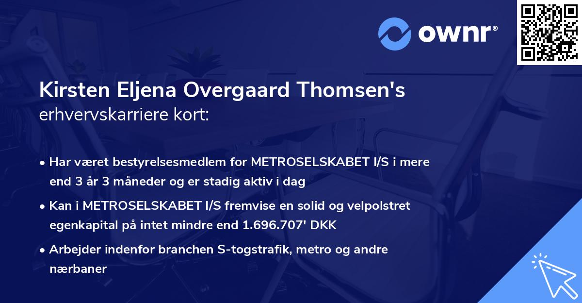 Kirsten Eljena Overgaard Thomsen's erhvervskarriere kort