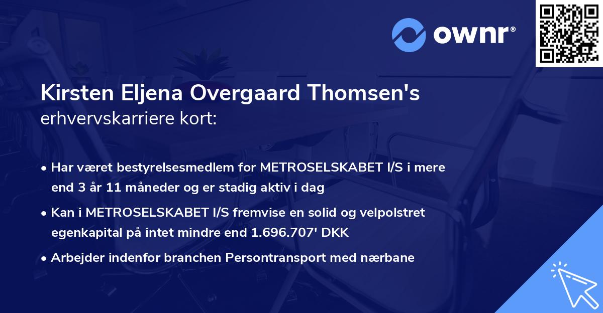 Kirsten Eljena Overgaard Thomsen's erhvervskarriere kort