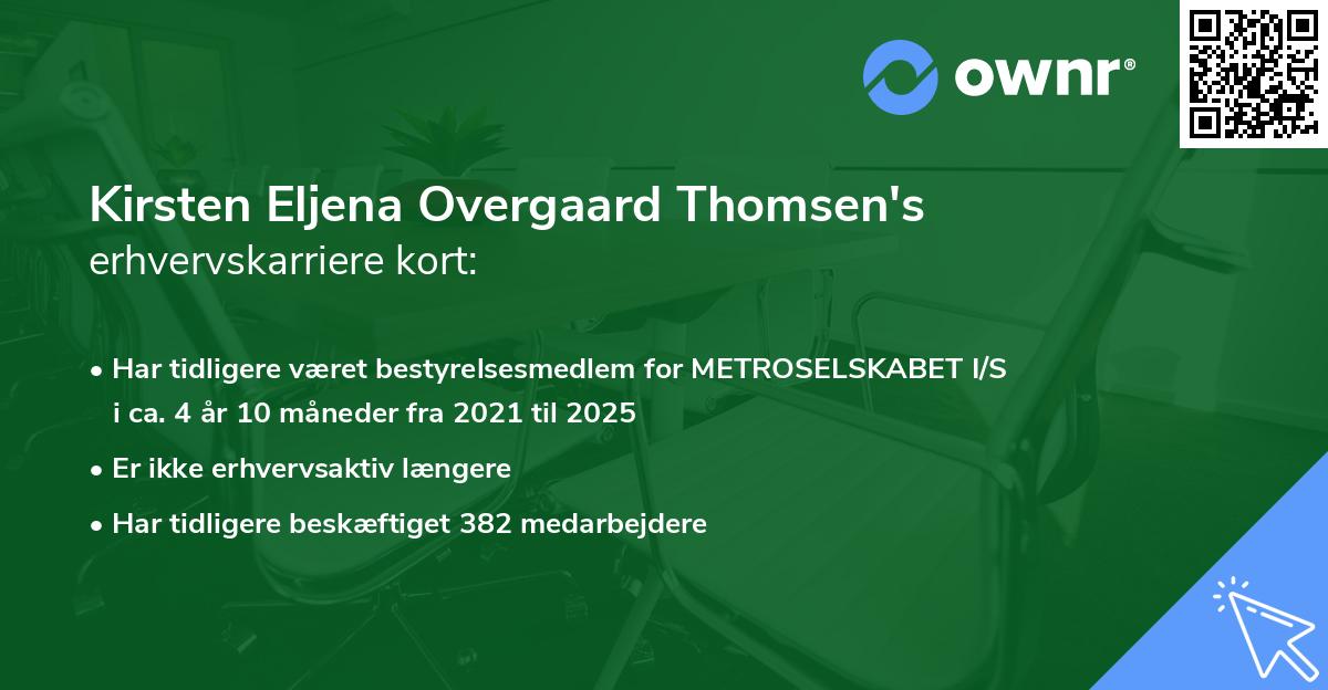 Kirsten Eljena Overgaard Thomsen's erhvervskarriere kort