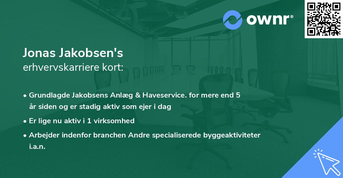 Jonas Jakobsen's erhvervskarriere kort