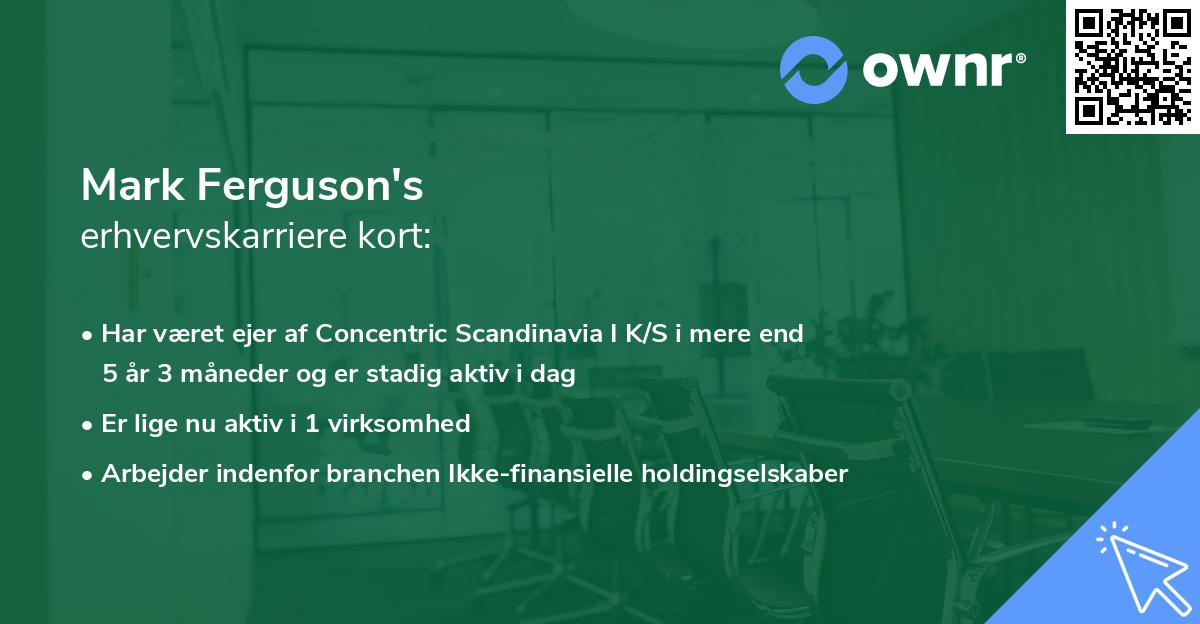 Mark Ferguson's erhvervskarriere kort