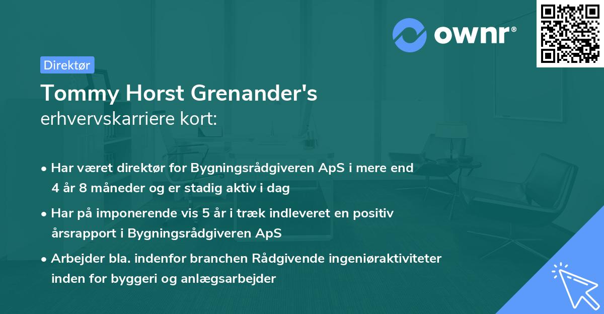 Tommy Horst Grenander's erhvervskarriere kort