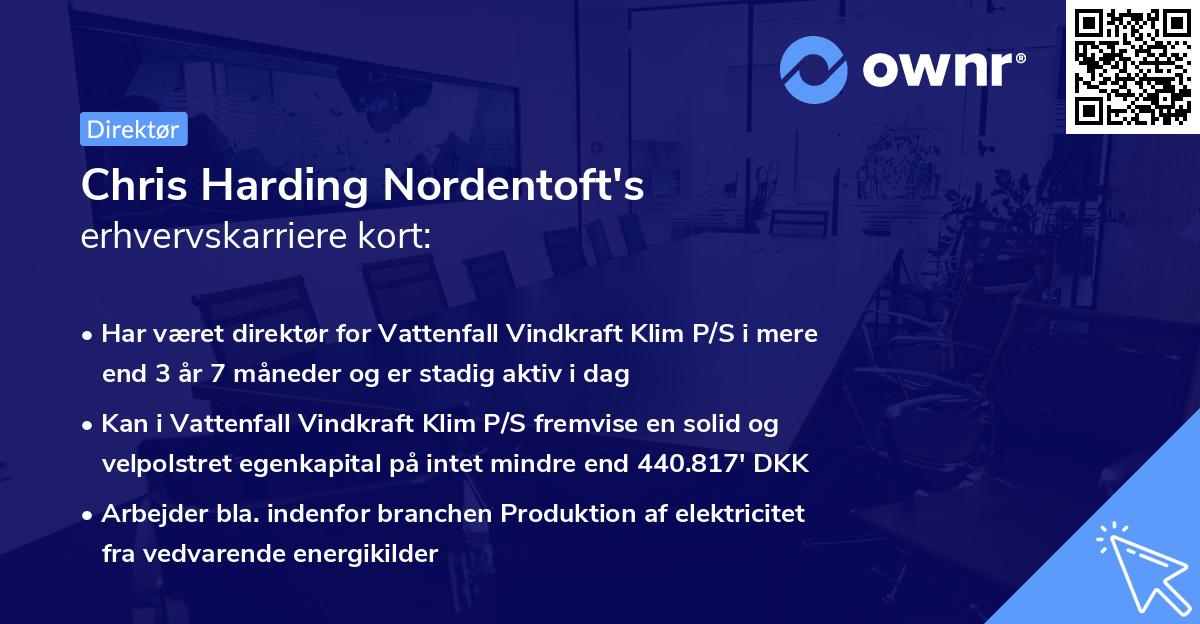 Chris Harding Nordentoft's erhvervskarriere kort