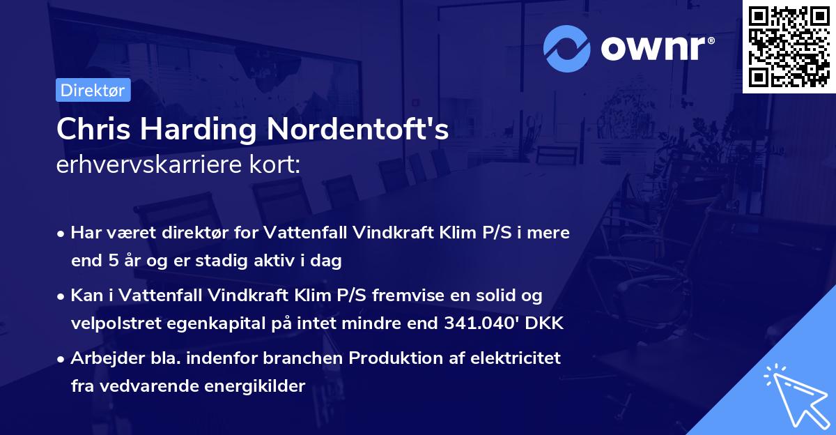 Chris Harding Nordentoft's erhvervskarriere kort
