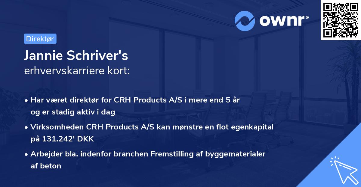 Jannie Schriver's erhvervskarriere kort