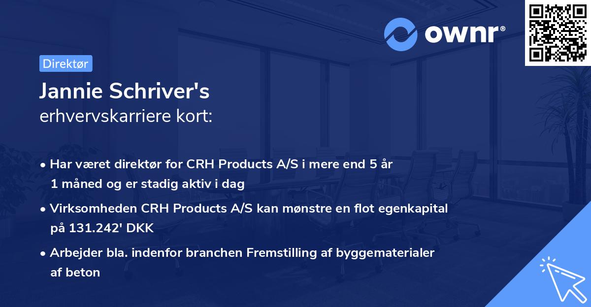 Jannie Schriver's erhvervskarriere kort