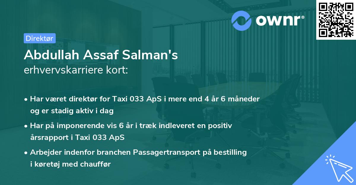 Abdullah Assaf Salman's erhvervskarriere kort