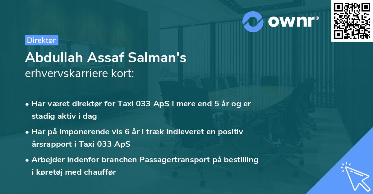 Abdullah Assaf Salman's erhvervskarriere kort