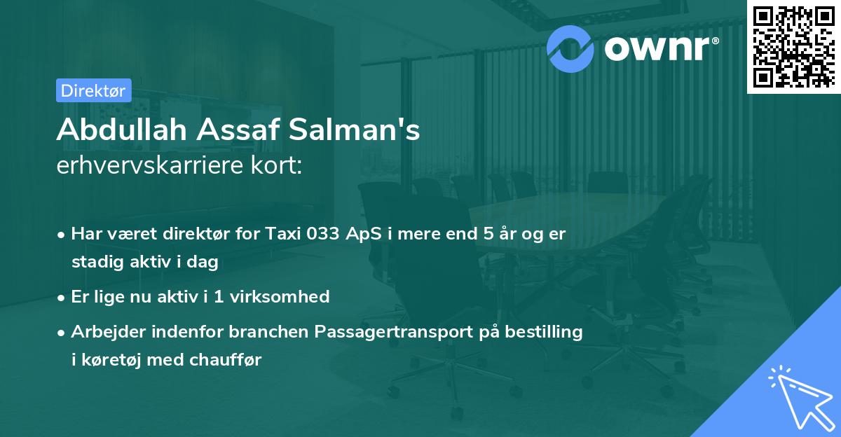Abdullah Assaf Salman's erhvervskarriere kort