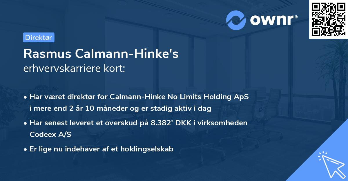 Rasmus Calmann-Hinke's erhvervskarriere kort