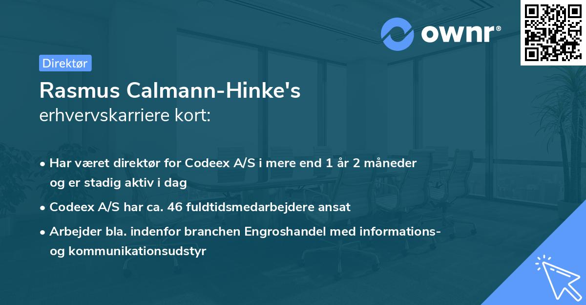 Rasmus Calmann-Hinke's erhvervskarriere kort