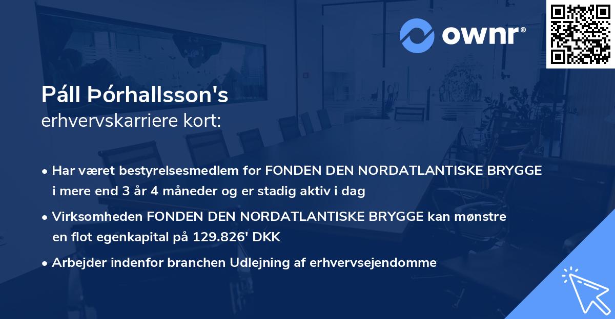 Páll Þórhallsson's erhvervskarriere kort