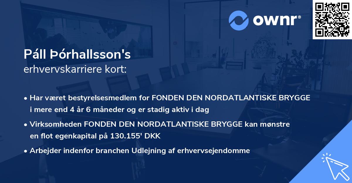 Páll Þórhallsson's erhvervskarriere kort