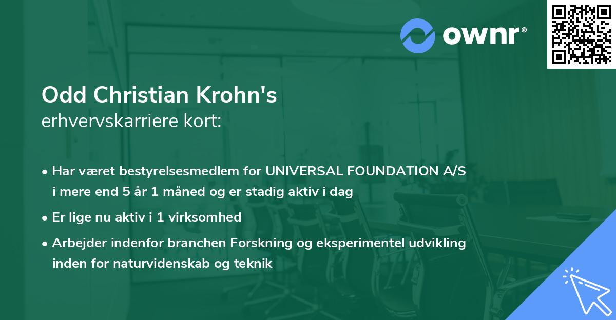 Odd Christian Krohn's erhvervskarriere kort