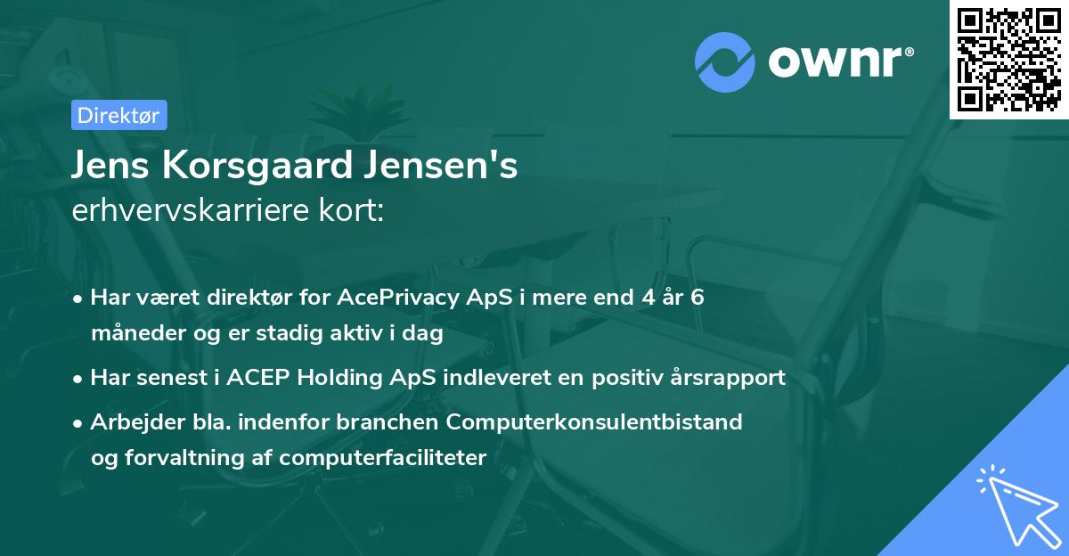Jens Korsgaard Jensen's erhvervskarriere kort