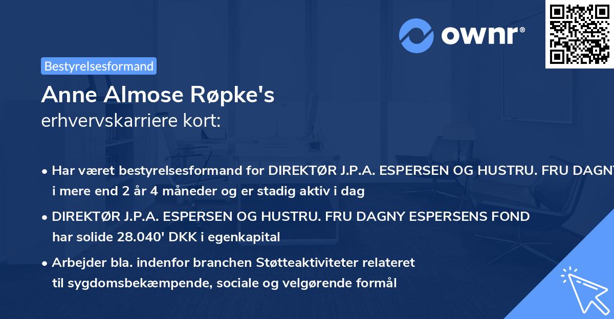 Anne Almose Røpke's erhvervskarriere kort