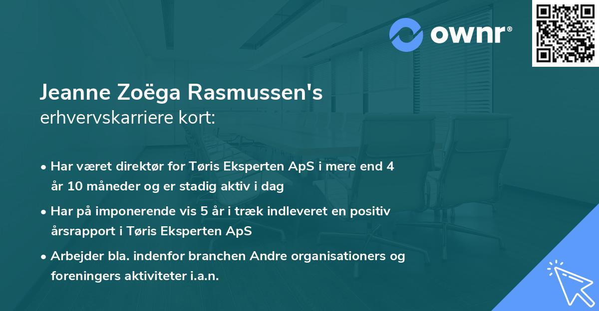 Jeanne Zoëga Rasmussen's erhvervskarriere kort