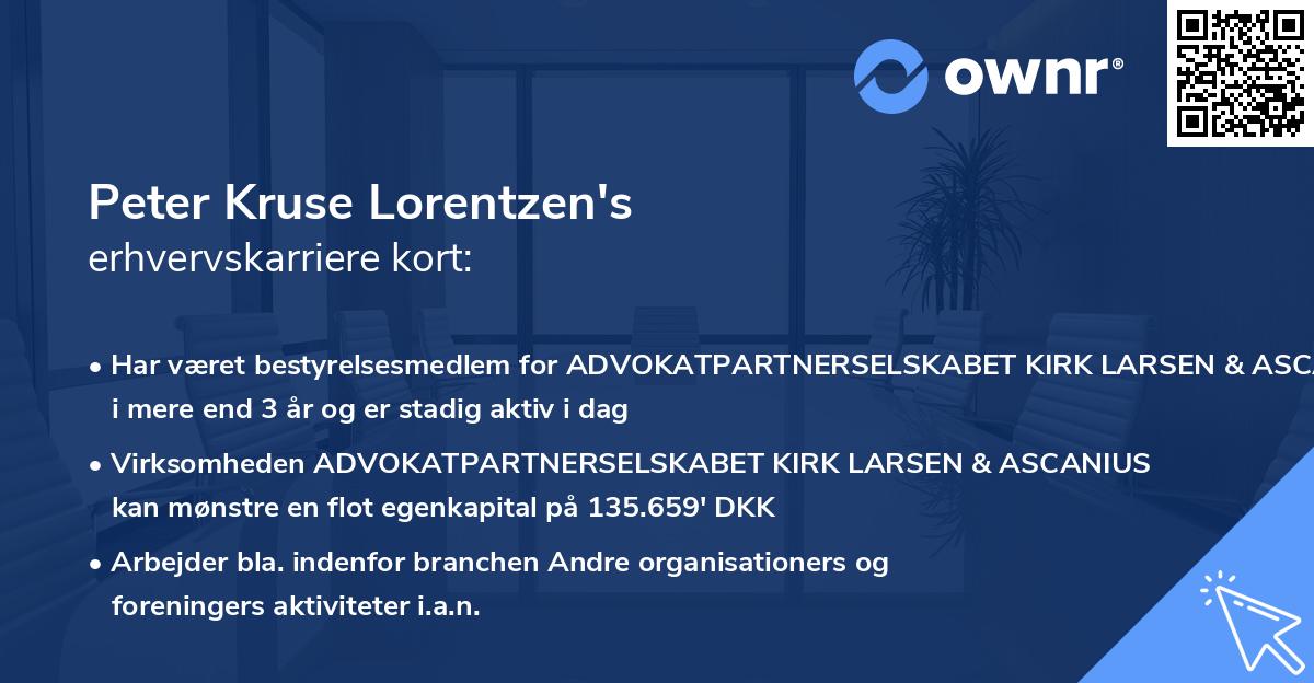 Peter Kruse Lorentzen's erhvervskarriere kort
