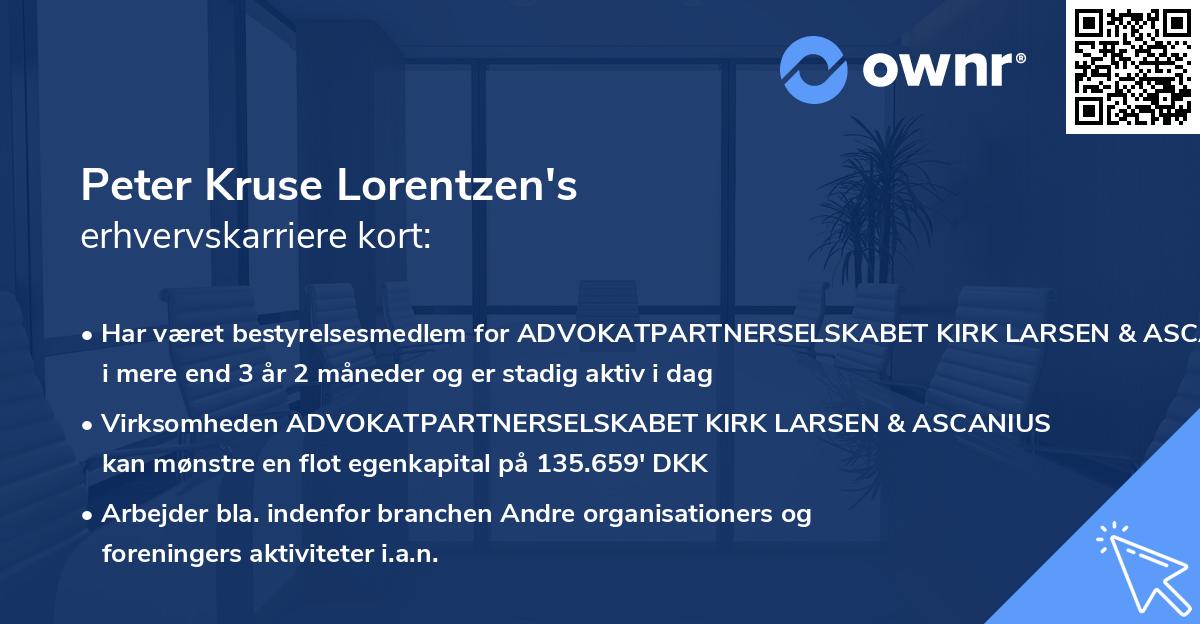 Peter Kruse Lorentzen's erhvervskarriere kort