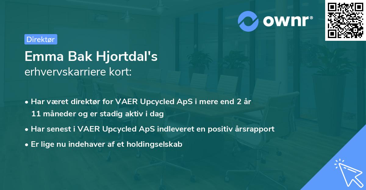 Emma Bak Hjortdal's erhvervskarriere kort