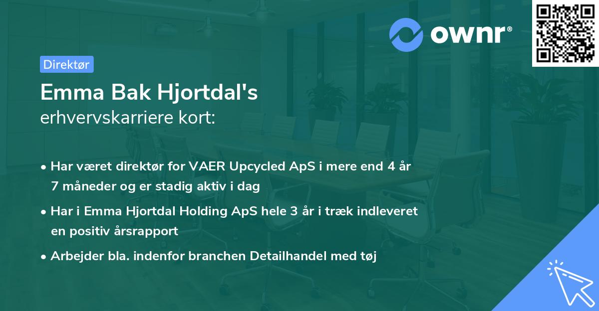 Emma Bak Hjortdal's erhvervskarriere kort
