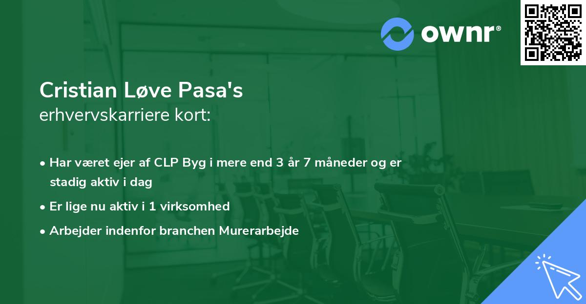 Cristian Løve Pasa's erhvervskarriere kort