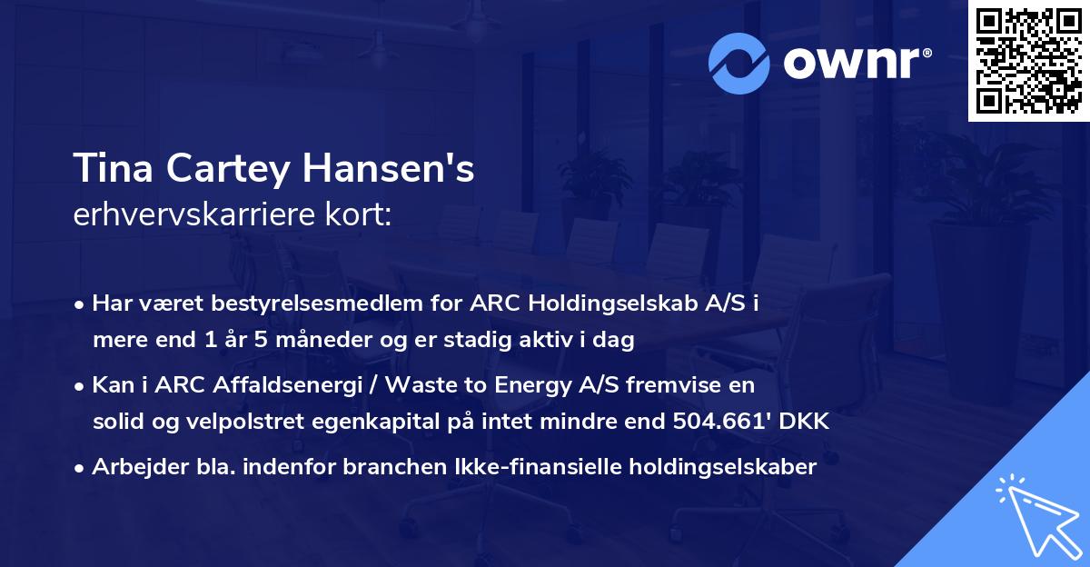 Tina Cartey Hansen's erhvervskarriere kort