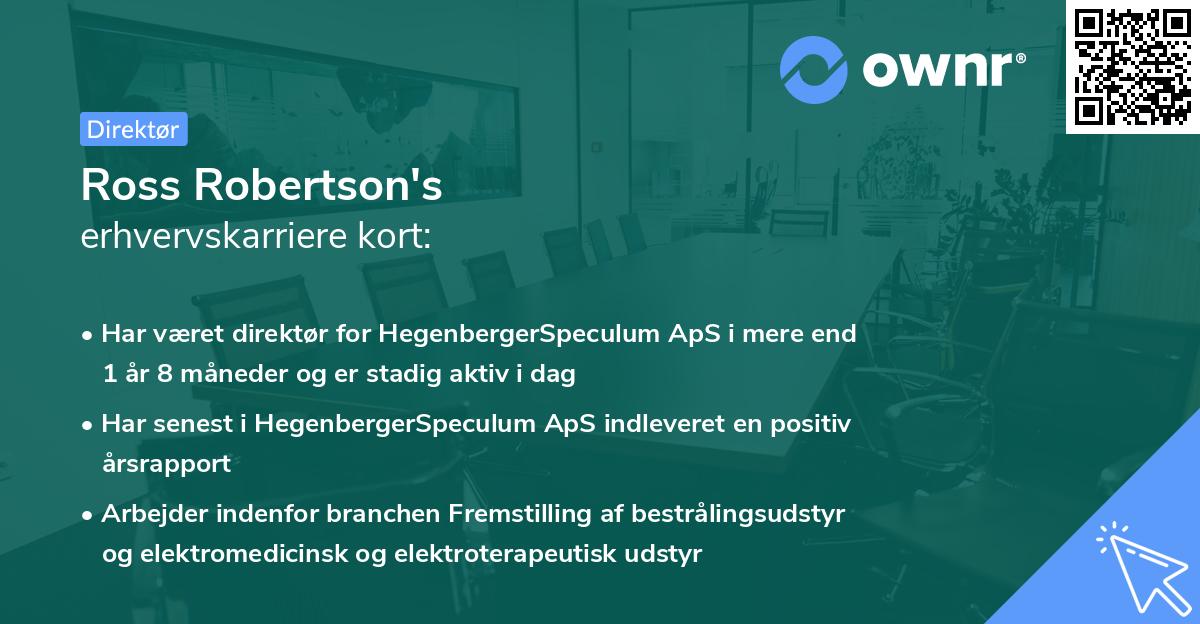 Ross Robertson's erhvervskarriere kort