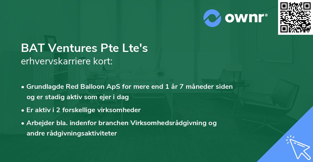 BAT Ventures Pte Lte's erhvervskarriere kort